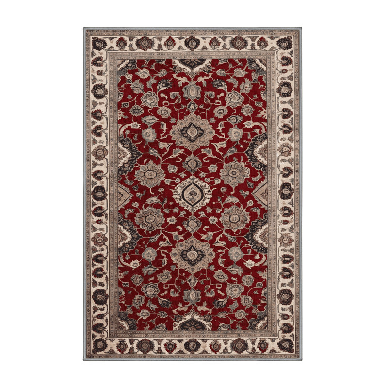 Machine Washable Persian Gray Area Rug, Rectangle 5' x 8'