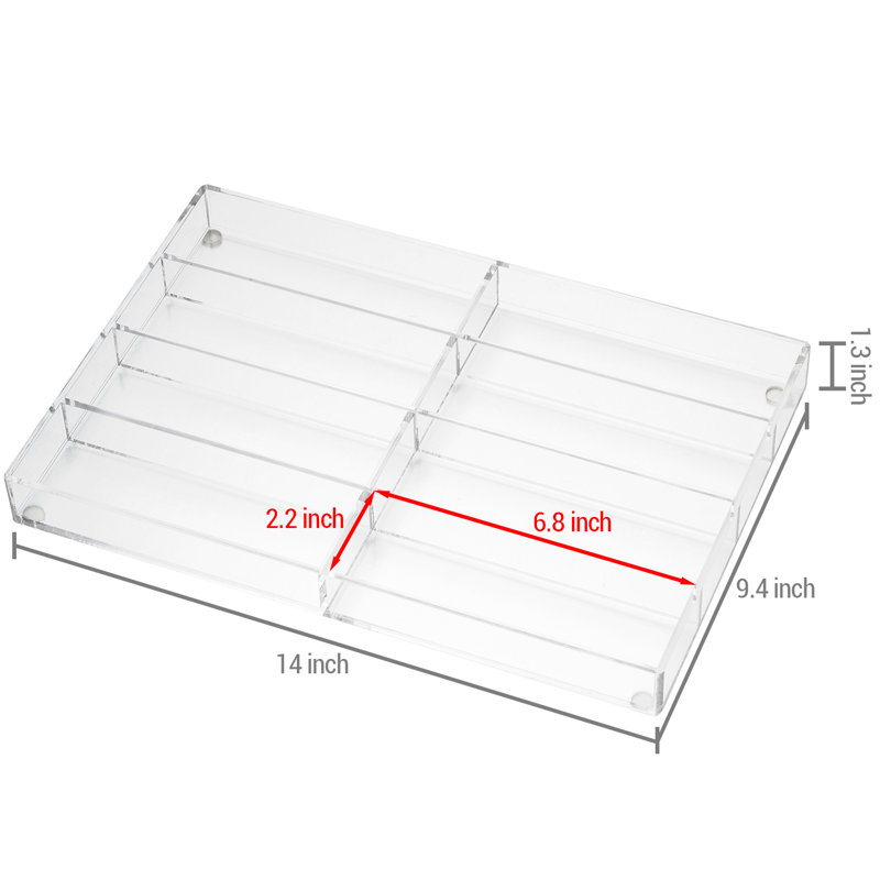 8 Slot Acrylic Sunglasses Jewellery Organiser Tray, Clear