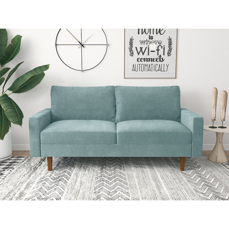 Zayn Upholstered 69.7'' Sofa, Light Grayish Cyan Velvet