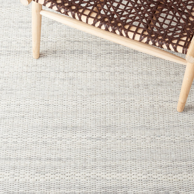 Tapis gris en laine tissé à la main Aon, Tapis de couloir 2 pi 3 po x 8 pi