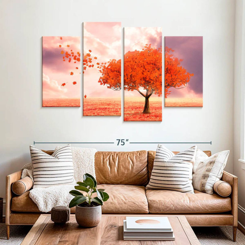 Harnek, paysage d'automne rouge, H 42 po x l 68 po