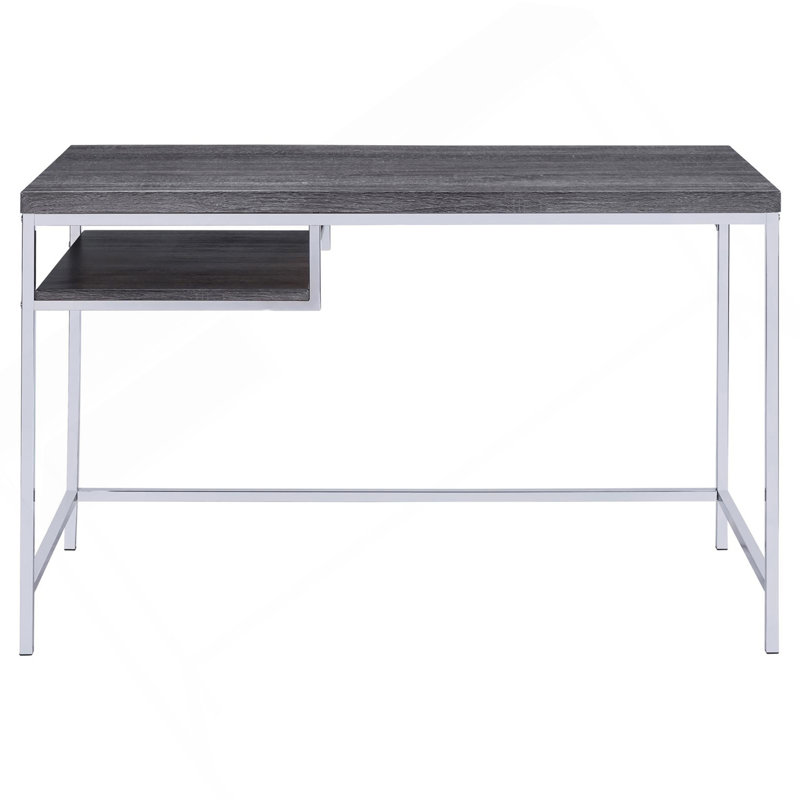 Weathered Grey And Chrome Rectangular Writing Desk