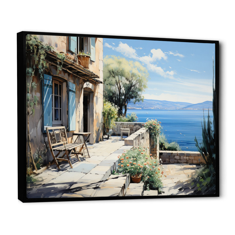 Martiya French Coastal Retreat à Cannes I - Reproduction, H 30 po x l 40 po x P 1,5 po, Cadre flottant noir