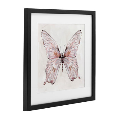 Faded Blush Butterfly Framed Print Under Glass, design by Carol Robinson