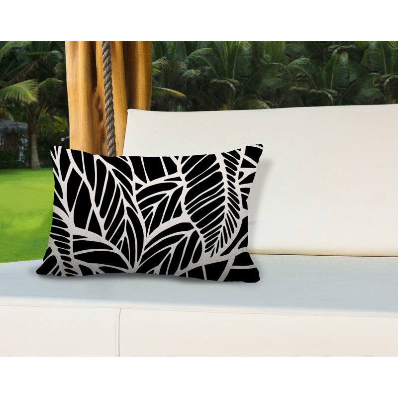Housse et insert de coussin extérieur d'extérieur, Noir, 14 po x 20 po, Rectangle