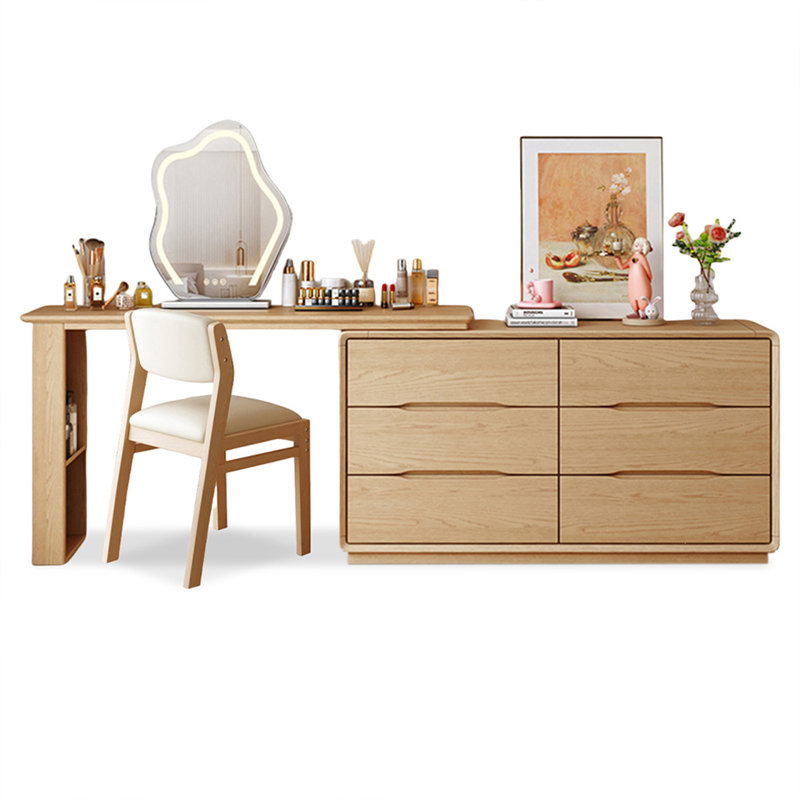 Coiffeuse avec miroir lumineux, 6 tiroirs, 1 chaise