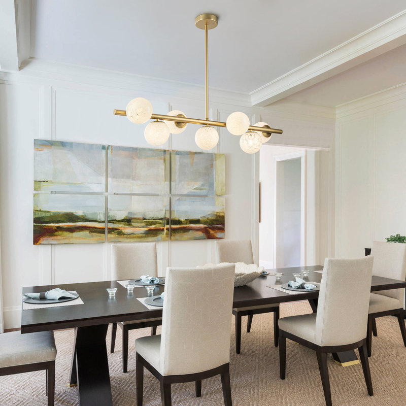 Lustre linéaire moderne doré à 7 lumières pour îlot de cuisine Okehampton G9 inclus