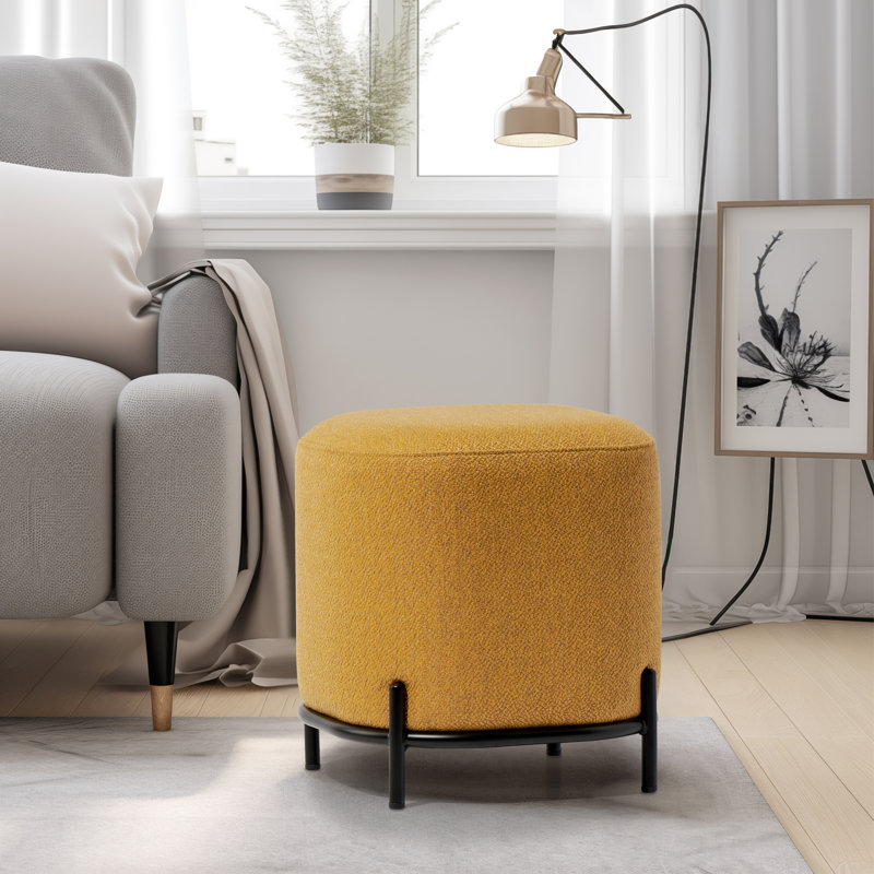 Tabouret d'appoint et repose-pieds jaune moutarde de 18 po Daryla, Jaune