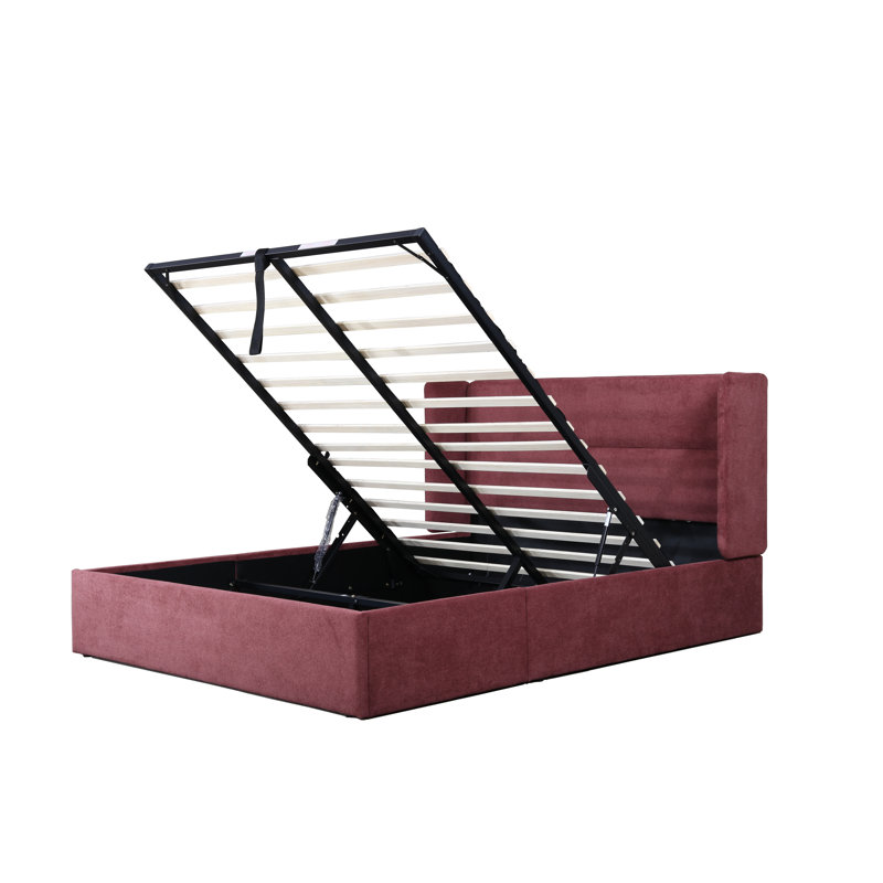 Lit plateforme tapissier avec rangement Gaillarde, Grand, Noir