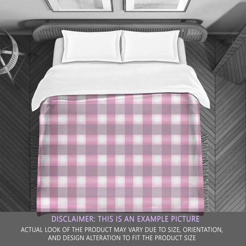Gingham Comforter, Pink/Silver, King Comforter