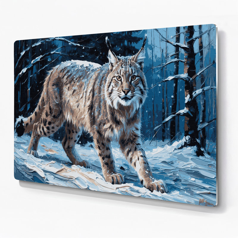 «Big Cats Canadian Lynx», art mural en métal bleu, H 11 po x l 14 po