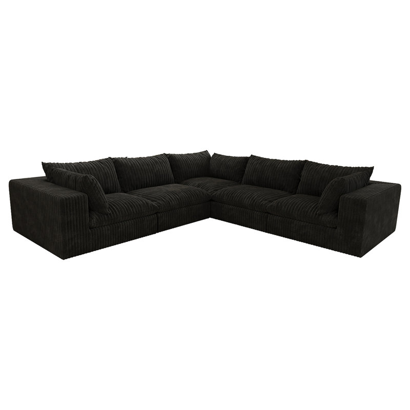 Canapé 118,2 po Cloud, tissu en velours côtelé, sièges profonds, conception à deux couches, coussin amovible, sans assemblage, combinaison de bricolage