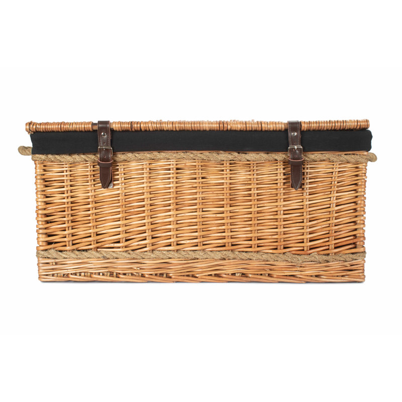 Fleur De Lis Living Wicker Storage Tub & Tote, 34cm H x 72cm W x 50cm D, Double Steamed/Black