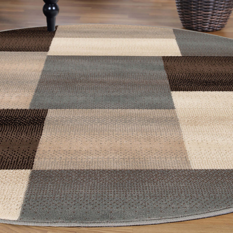 Tapis gris 8 pi résistant aux taches, Rond 8 pi