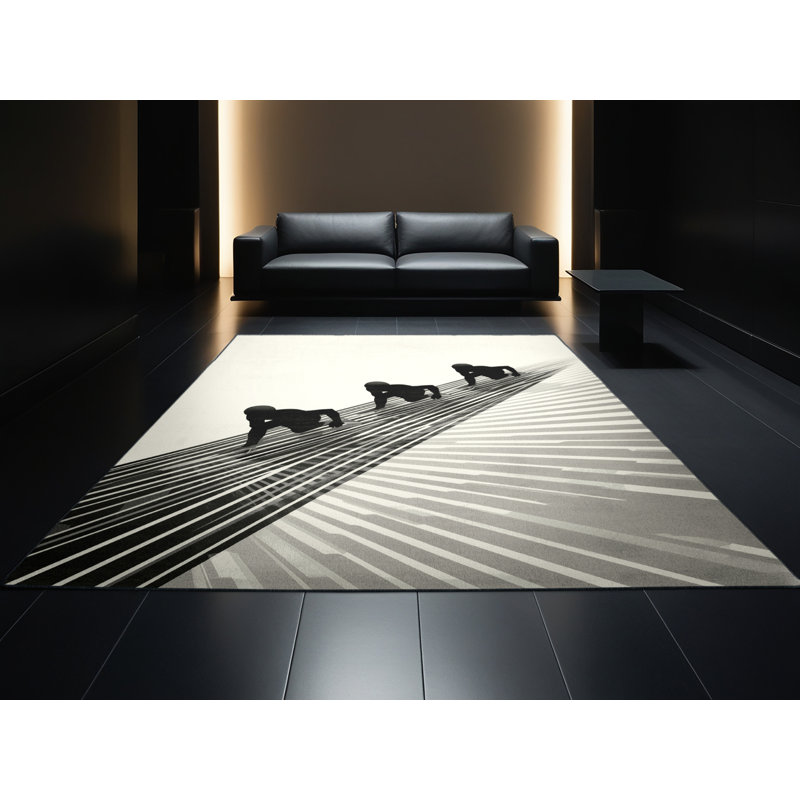 Tapis à rayures blanc moelleux et moelleux Elina, 2 pi x 3 pi