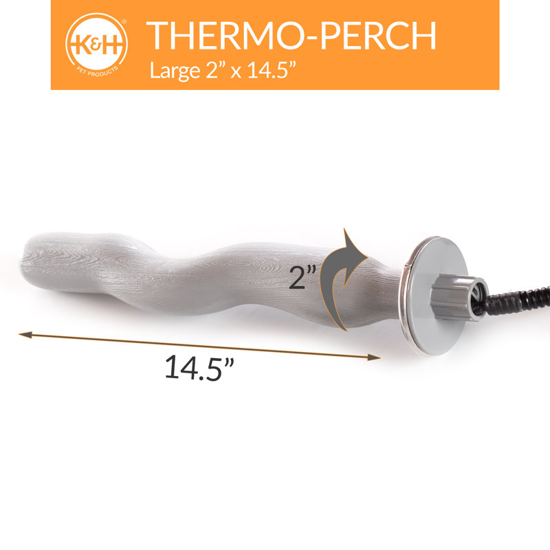 Perchoir chauffant en métal pour cage intérieure, Grand (2 po x 14,5 po)