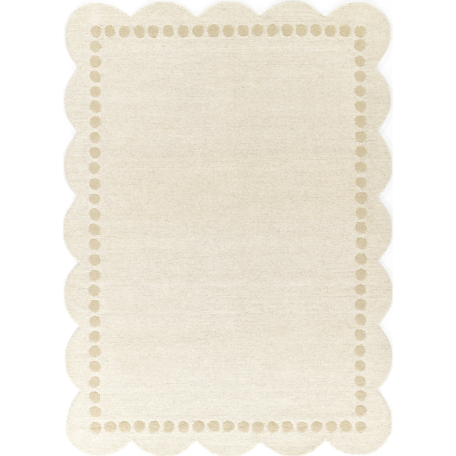 Lola Hand Tufted Wool Solid Ivory Area Rug, Rectangle 7'10" x 9'10"