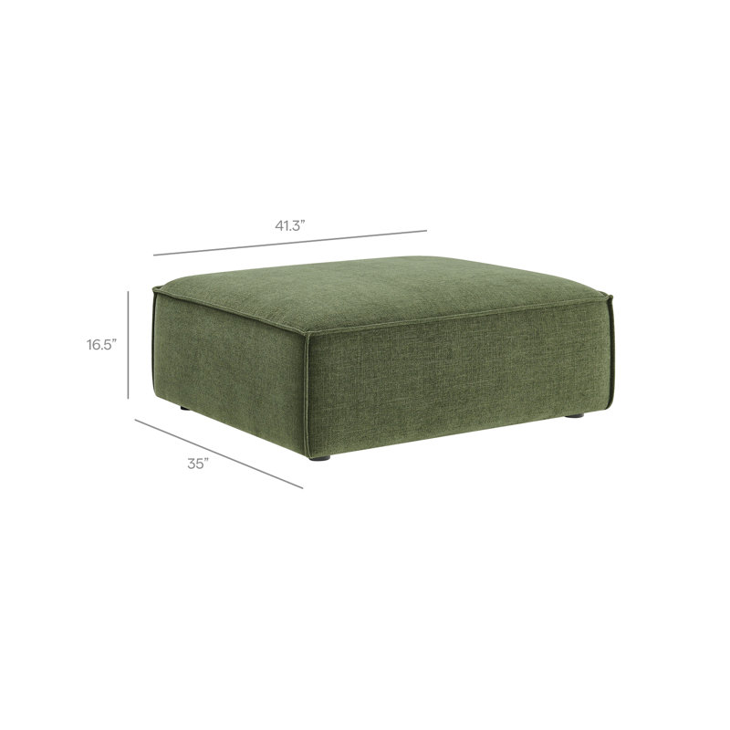 Restore Performance Fabric Upholstered Modular Ottoman In Foliage, Foliage
