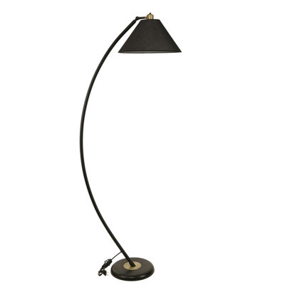 Lampe sur pied ajustable Luro, structure en métal noir, hauteur 67,0 po | Douille E27, 60 W maximum | Finition de peinture électrostatique séchée au four, diamètre des pieds 11,8 po | Parfait pour le salon, la chambre à coucher et le bureau