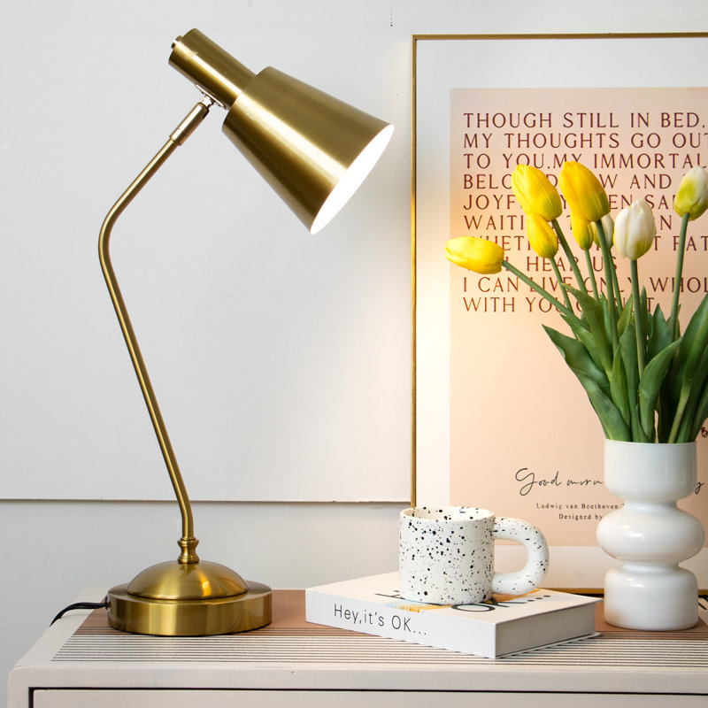 Lampe de bureau 22 "à interrupteur tactile doré noir avec port USB, Or