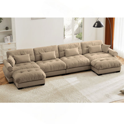 Canapé modulaire en U en forme de U avec repose-pieds mobile, canapé d'angle rembourré et confortable en velours convertible 4 places