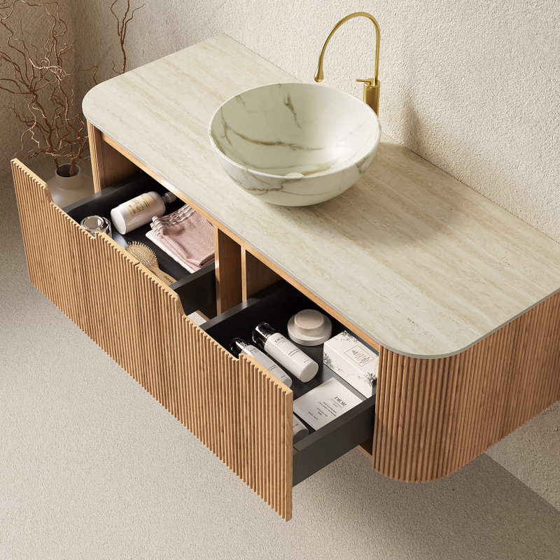 Meuble-lavabo et lavabo modernes peu encombrants, lavabo en céramique durable et pierre frittée