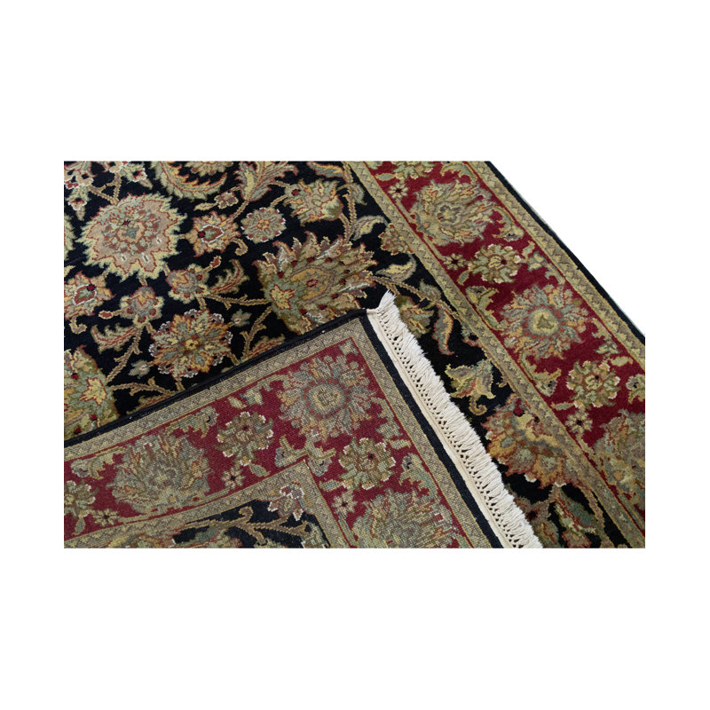 Tapis noir et rouge de haute qualité noué à la main