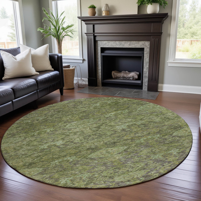 Premium Machine Washable Dahl AMF1084 Damask Rug, Round 8'