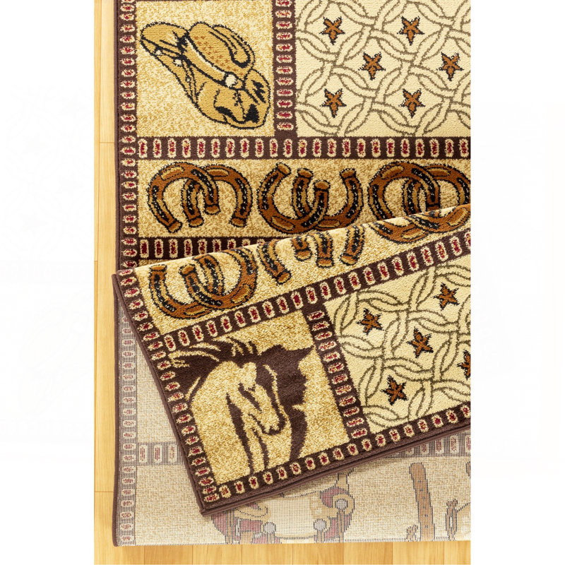 Beige Southwest Area Rug, Rectangle 7'10" x 10'3"