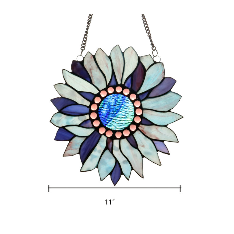 Panneau de vitrail en verre coloré, Bleu