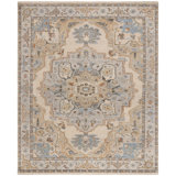 Rectangle Oriental Hand-Knotted Wool/Cotton Area Rug in Beige/Gray/Brown