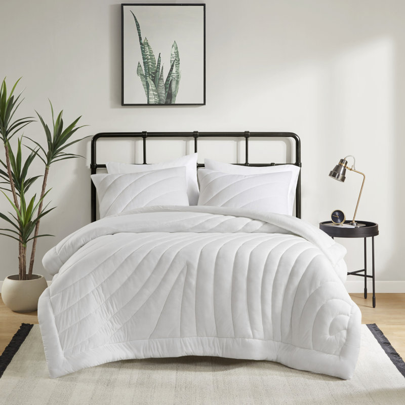 Édredon blanc 3 pièces très grand / très grand - rembourrage 350G / m², lavable à la machine, textile