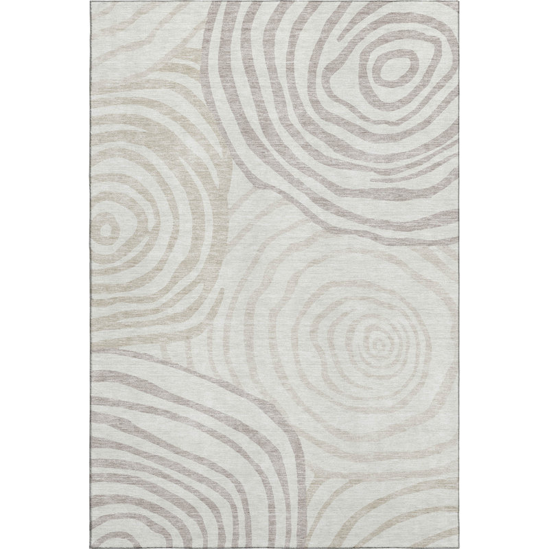 Premium Machine Washable Prisco Ivory Rug, Rectangle 2'6" x 3'10"