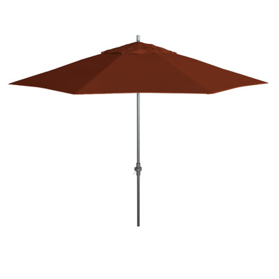 11 Foot Grey Patio Umbrella With Aluminum Ribs Crank Lift In Henna Sunbrella