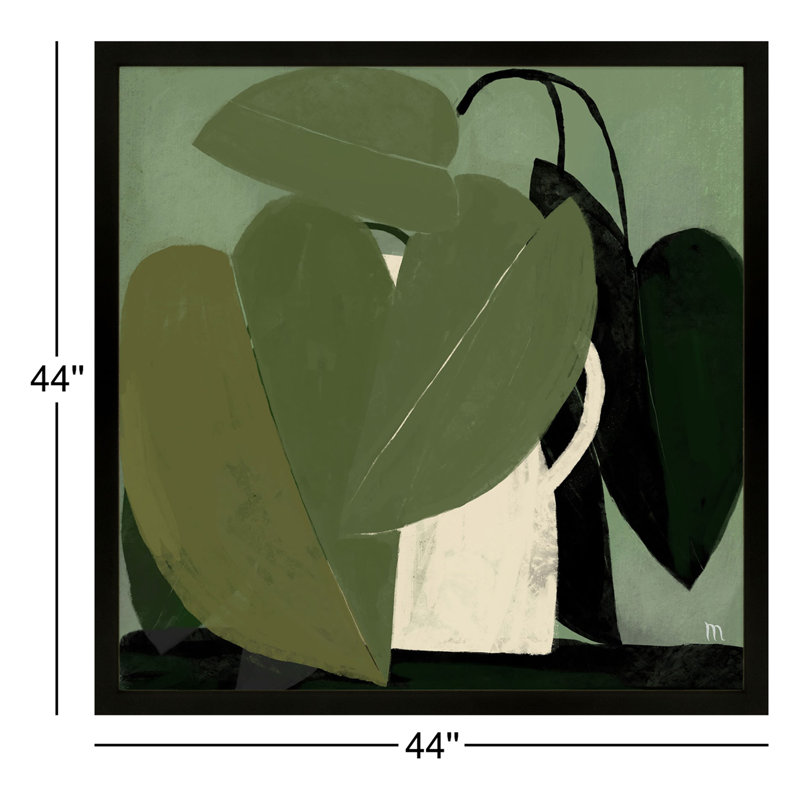 Green On Green Painting by StudioM, 44" H x 44" W, Black