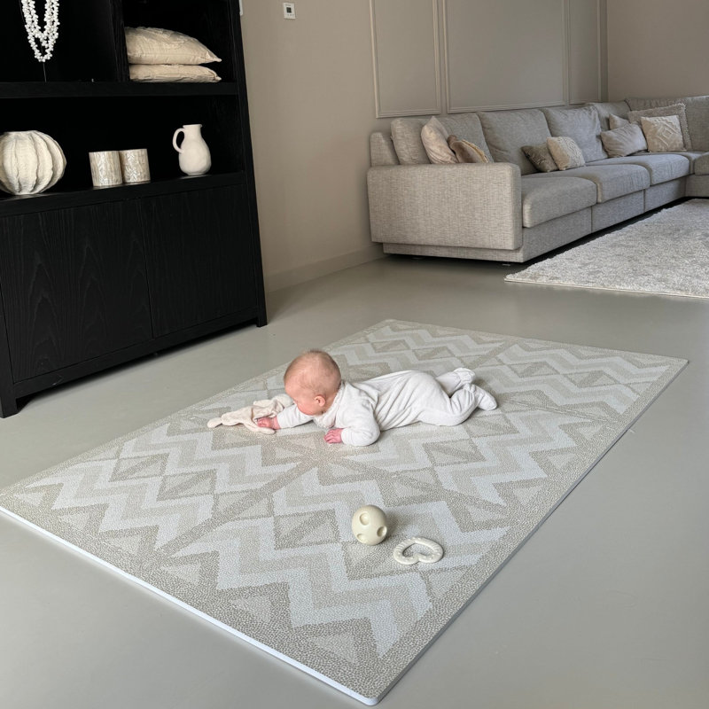 Kilim - Sand - Play Mat, 0.47" H x 72" L x 48" W, Feather Gray
