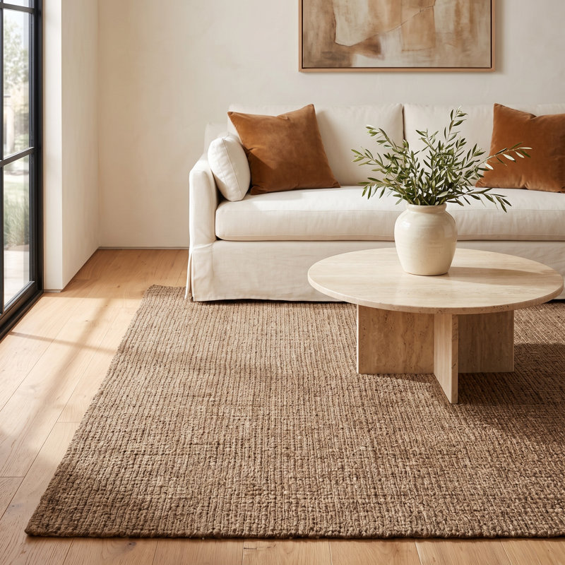Alda Jute Natural / Gray Area Rug, Rectangle 9' x 12'