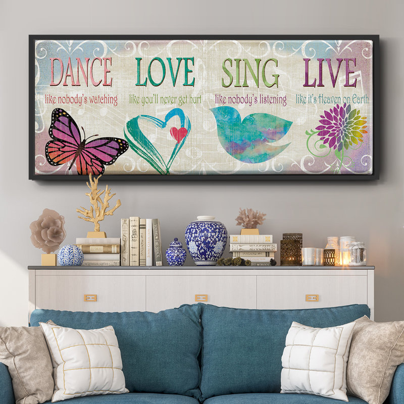 Dance Love Sing - toile encadrée, H 12 po x l 30 po