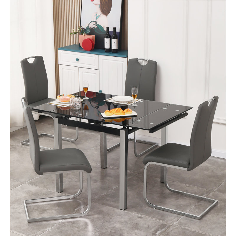 Trussville 4 - Person Dining Set, Grey, Black