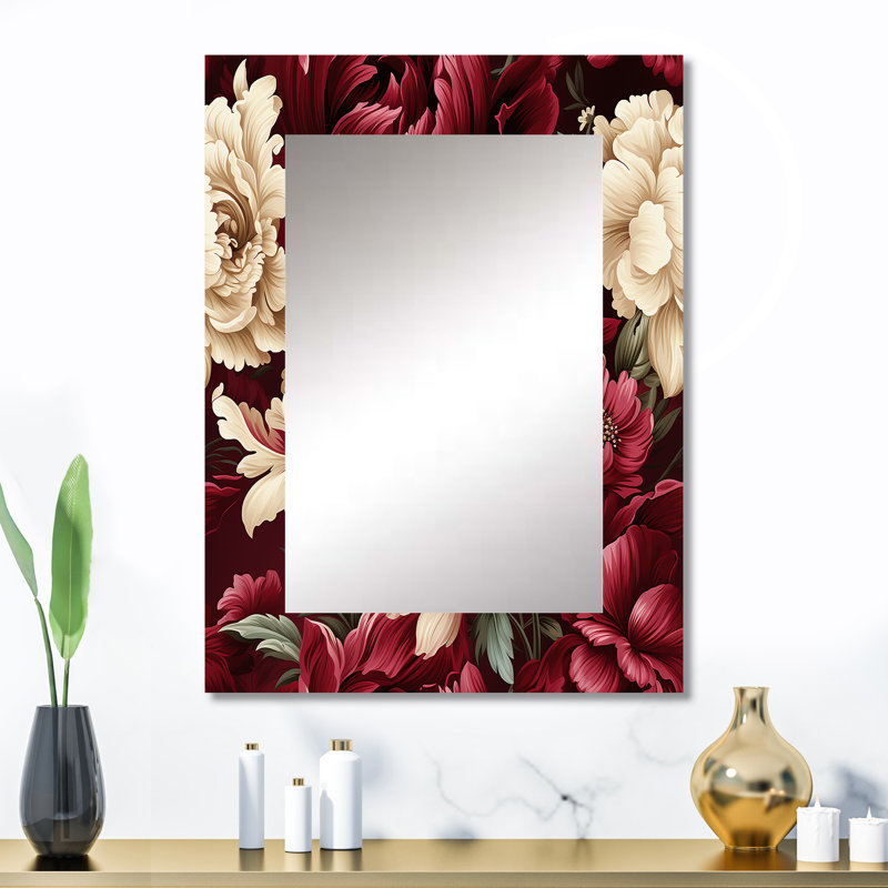 Motif victorien grandiose de Leal Regency - grand miroir floral, décor de miroir mural Cottage, 32 po x 24 po