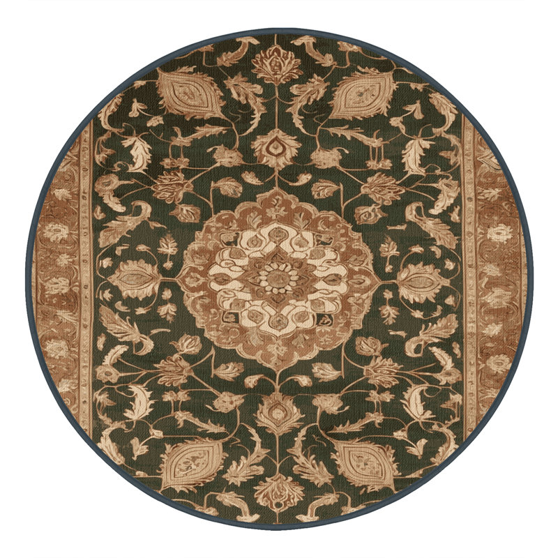 Tapis brun lavable à la machine, Rond 3 pi
