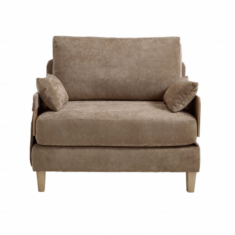 Canapé-lit pliable inclinable, canapé-lit convertible 3-en-1, décor moderne Mid-Century, Brun
