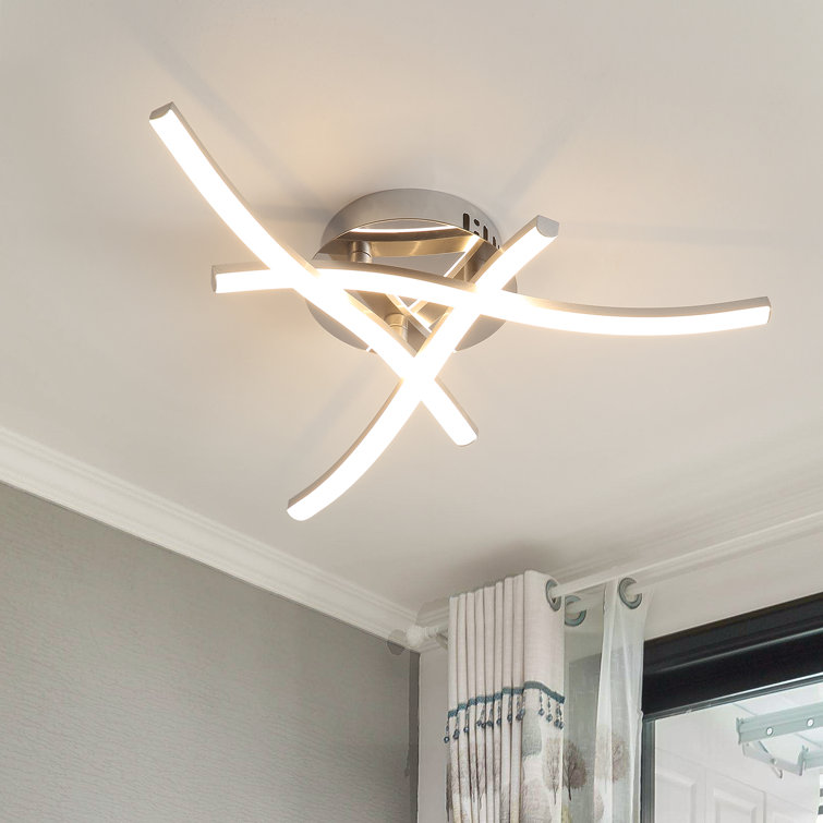 Julia Curved LED Ceiling Lights Fixture, 3 Built-In LED Boards, 18W 1800 Lumen, Neutral White Light 4000K