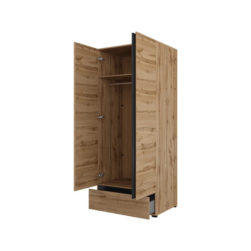 Scasso 2 Door Manufactured Wood Wardrobe, Oak Wotan