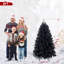 Arbre de Noël noir pré-éclairé avec lumières, arbre de Noël artificiel avec embouts en PE et PVC, arbre d'Halloween et de Noël pour les décorations des Fêtes, support en métal et branches à charnières-912928448