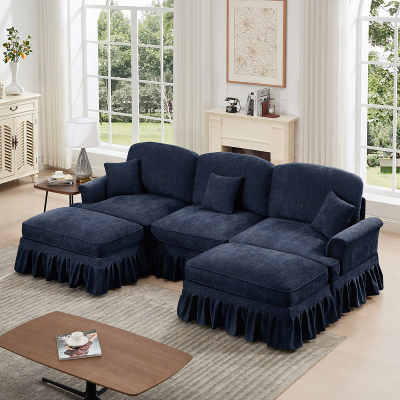 Canapé modulaire Comfy U_Shape, H 36,6 po x l 107,1 po x P 55,1 po, 3, Bleu