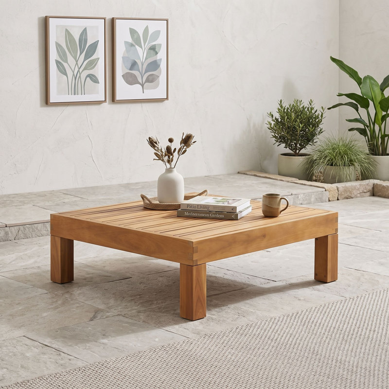 Table basse carrée extérieure en bois, Teck