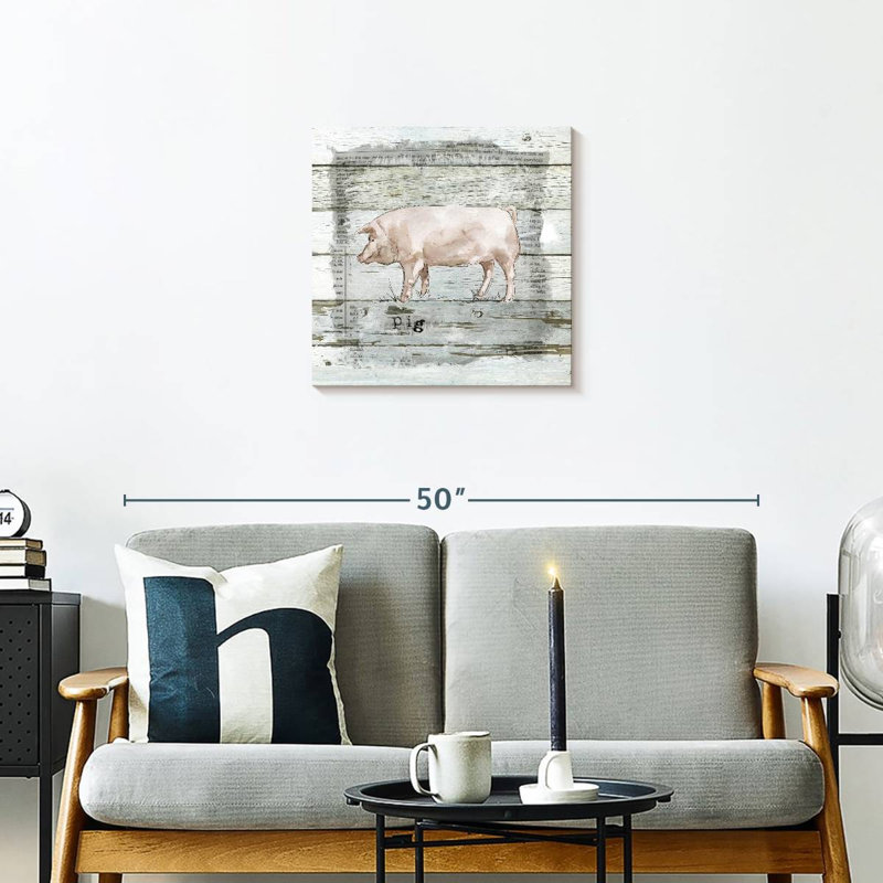 Crowle Farmhouse Collage Pig, H 20 po x l 20 po