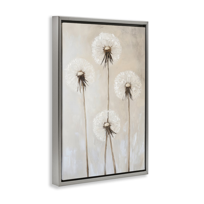 Cadre flottant neutre pissenlit, par Petal Prints Design, Cadre flottant gris lustré, H 25 po x l 17 po