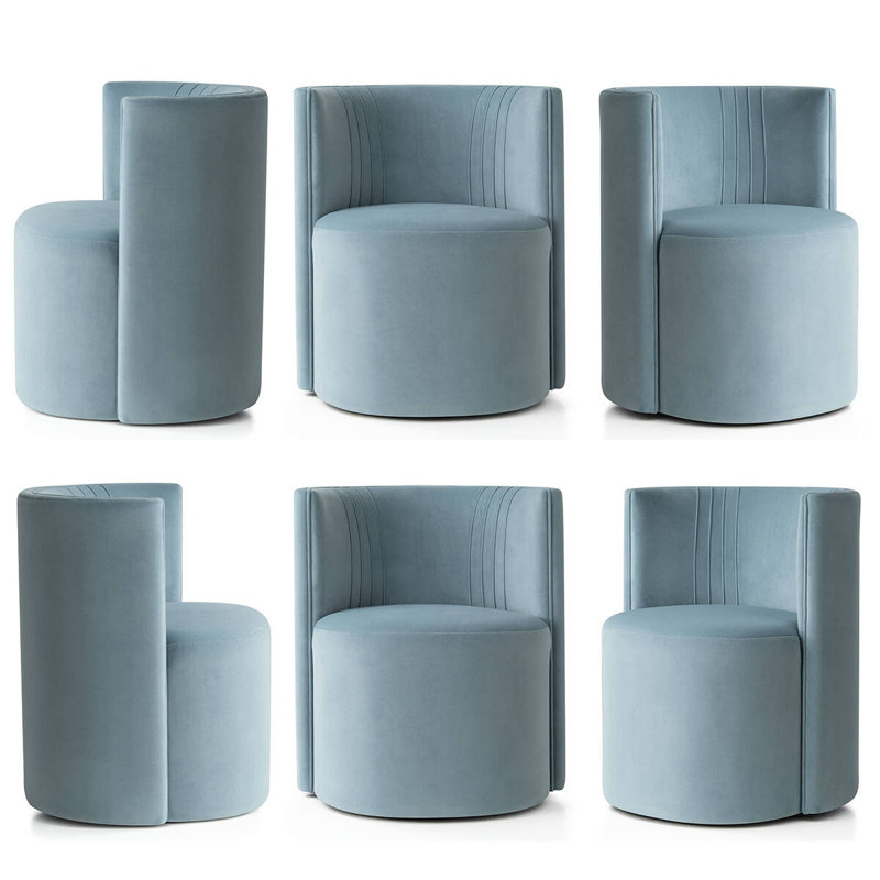 Chaises de salle à manger rembourrées en velours avec roulettes, Bleu pâle